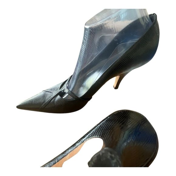 VOZ EUC Women’s BLACK Pumps Faux Snakeskin Size 9M Career Work Luxury Mature - Picture 9 of 11